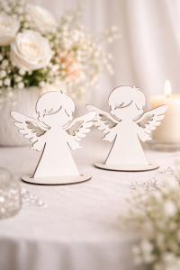 Aniołek biały stojący 15 cm – dekoracja komunijna / podziękowanie wzór 5
