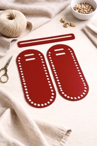 Baza z czerwonej pleksi do torebki wzór 6 , boki + listwa do klapki