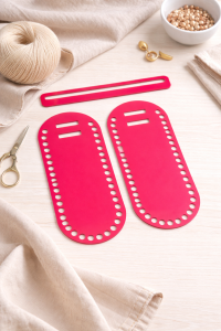 Baza z różowej pleksi do torebki wzór 6 , boki + listwa do klapki 