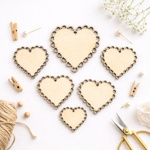 drewniane serce, serduszko z falbanką od 3 cm 