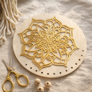 Baza do makramy ze złotą mandalą – 32 cm 