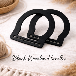 Drewniane rączki do torebki, wzór 4, 14 cm, 6 mm, czarne