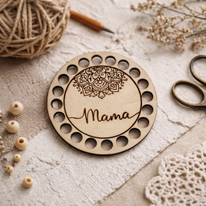 Drewniana baza do makramy „Mama”  – sklejka 4 mm I klasa – otwory 10 mm – średnica 8–30 cm M101