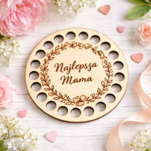 Drewniana baza do makramy „Najlepsza Mama”  – sklejka 4 mm I klasa – otwory 10 mm – średnica 8–30 cm