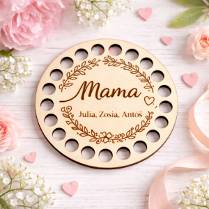 Drewniana baza do makramy „Mama” z imionami – personalizowana – 4 mm