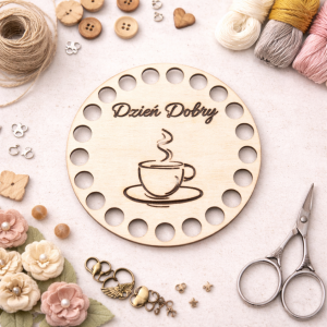 Drewniana baza okrągła 10 cm, koszyczek podkładka pod kubek 4 mm wzór 11