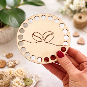 Drewniana baza okrągła 10 cm, koszyczek podkładka pod kubek 4 mm wzór 68