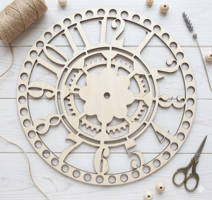 Baza do zegara makrama 25 cm – dekoracyjna baza zegara ze sklejki | otwory 10 mm | DIY makrama