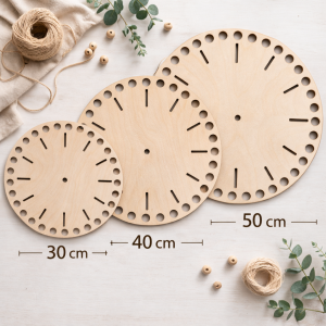 Drewniana baza zegara ze sklejki – 30 / 40 / 50 cm | tarcza zegara DIY | otwór na mechanizm 6 mm wzór 3