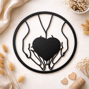 Baza do dekoracji HDF koło dłonie serce | pod chrobotka i makramę | czarna obręcz 25–50 cm