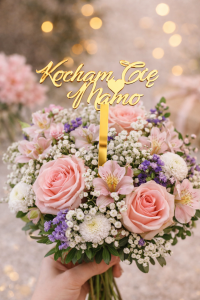 Topper  „Kocham Cię Mamo” – złote lustro | dekoracja na Dzień Mamy