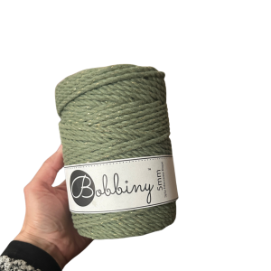 BOBBINY - 3ply - sznurek potrójnie skręcany 100 m- 5 mm - SZAŁWIA ZE ZŁOTEM 