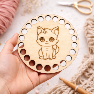 Drewniana baza okrągła 10 cm, koszyczek podkładka pod kubek 4 mm wzór 15