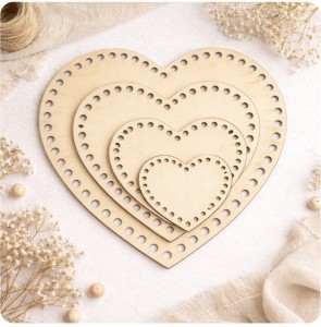 Baza serce do koszyka / makramy – drewniana ze sklejki z otworami | 10–50 cm