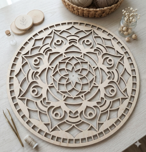Mandala drewniana do makramy – baza ażurowa 30 / 40 / 50 cm | sklejka 4 mm | dekoracyjna obręcz DIY wzór 4