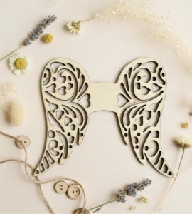 Drewniane skrzydła 12 cm X 10 cm wzór Anielskie 15