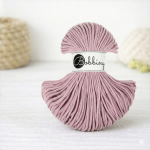 10 m BOBBINY - sznurek pleciony - 3 mm - ZGASZONY RÓŻOWY  