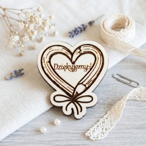 Scrapka drewniana Serce „Dziękujemy!” 5 x 6 cm S2