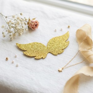 Złote Brokatowe Skrzydełka – Dekoracja Scrapbooking, Kartki, Handmade A23