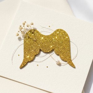 Złote Brokatowe Skrzydełka – Dekoracja Scrapbooking, Kartki, Handmade Klasyczne  