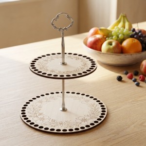 Zestaw do wykonania piętrowej patery DIY – 2 bazy ze sklejki 15 cm i 20 cm + metalowy uchwyt P1