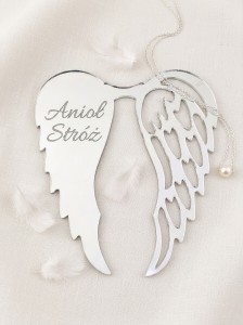 Srebrne skrzydła Anioł Stróż 10 cm X 12 cm wzór Anielskie 6 