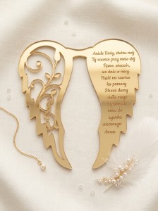 Złote skrzydła Anioł Stróż 13 cm X 15 cm wzór Anielskie 33 