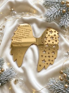 Złote skrzydła z kolędą „Wśród nocnej ciszy” 14 cm