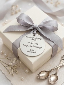 Personalizowana okrągła srebrna zawieszka z lustrzanej pleksi 10 cm 