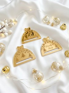 Złota świąteczna baza z kokardką 5,5 × 4,5 cm Baza do ozdób świątecznych