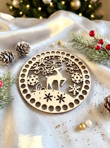 Drewniana baza świąteczna  16 cm – sklejka 4 mm | Otwory 10 mm Baza do szydełkowania i DIY WZÓR 63