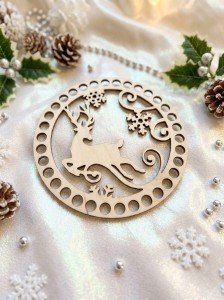 Drewniana baza świąteczna  16 cm – sklejka 4 mm | Otwory 10 mm Baza do szydełkowania i DIY WZÓR 64