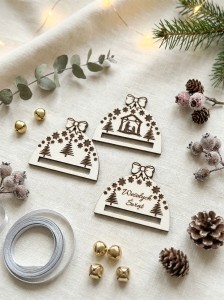 Biała baza świąteczna do makramy i rękodzieła 5,5 × 4,5 cm – HDF 3 mm