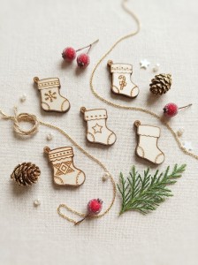 Drewniane świąteczne skarpety – zestaw 5 wzorów | Ozdoby świąteczne DIY | Scrapki ze sklejki 3 mm 