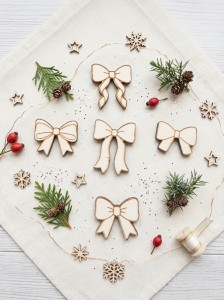 Drewniane kokardki – zestaw 5 wzorów | Ozdoby świąteczne DIY | Scrapki ze sklejki 3 mm  