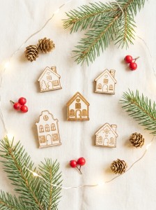 Drewniane domki – zestaw 5 wzorów | Ozdoby świąteczne DIY | Scrapki ze sklejki 3 mm