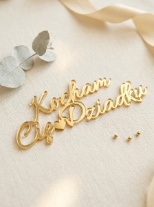 Złoty napis, Kocham Cię Dziadku ze złotej plexi 10 x 3,9 cm 
