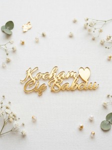 Złoty napis, Kocham Cię Babciu ze złotej plexi 11,6 x 3,9 cm