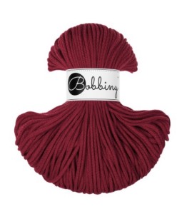 BOBBINY - sznurek pleciony - 3 mm - KARMAZYNOWY