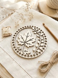 Baza drewniana do szydełkowania i DIY 18 cm | sklejka 4 mm | Seria Jesienna – Wzór 5