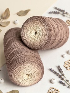 Sznurek poliestrowy płaski Ombre 3 mm 300 m – Jasny beżowy / Cappuccino / Ecru