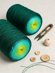 Sznurek poliestrowy płaski Ombre 5 mm 250 m – Butelka / Mięta / Pistacja