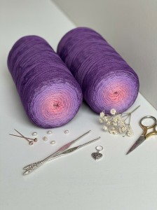 Sznurek poliestrowy płaski Ombre 5 mm 250 m – Fioletowy / Lila / Różowy