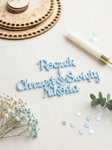 Personalizowany Topper na bok tortu – Chrzest Święty – błękitny
