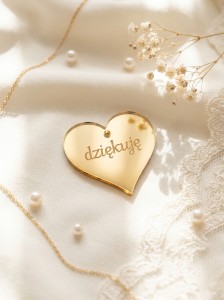 Personalizowana zawieszka serce ze złotej lustrzanej pleksi – 4 cm 